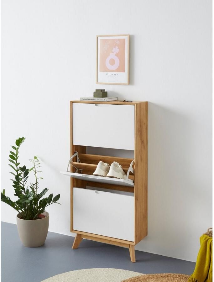 Andas Schoenenkast Pandrup met 3 kleppen ca. 5 paar schoenen per klep hoogte 125 cm