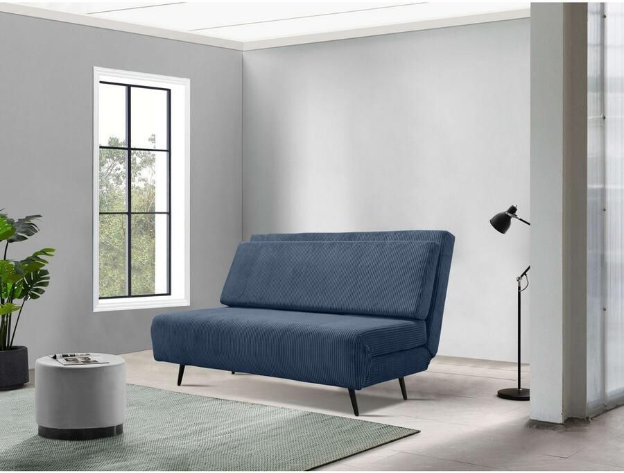 Andas Slaapbank LINNEA Daybed met opklapbaar ligoppervlak in geweven stof velours corduroy