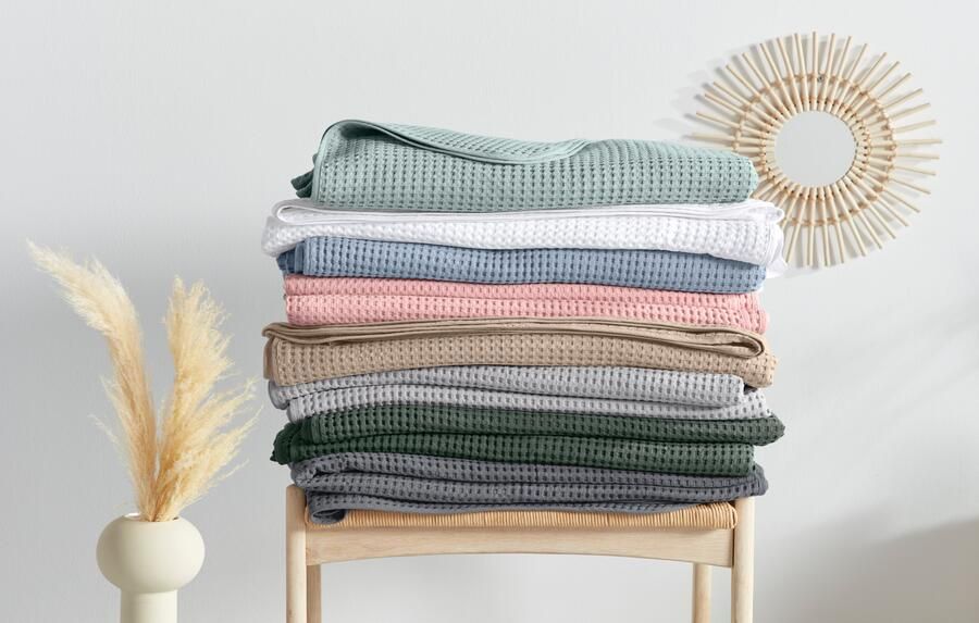 Andas Sprei Greta in wafelpiqué-look vele kleuren beschikbaar deken vanaf 150x250 cm - Foto 4