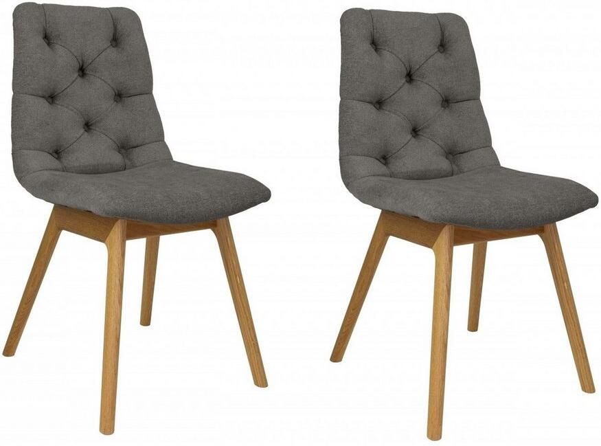 Andas Stoel met 4 poten Ramon met massief houten poten verschillende stoffen en kleuren (set 2 stuks)