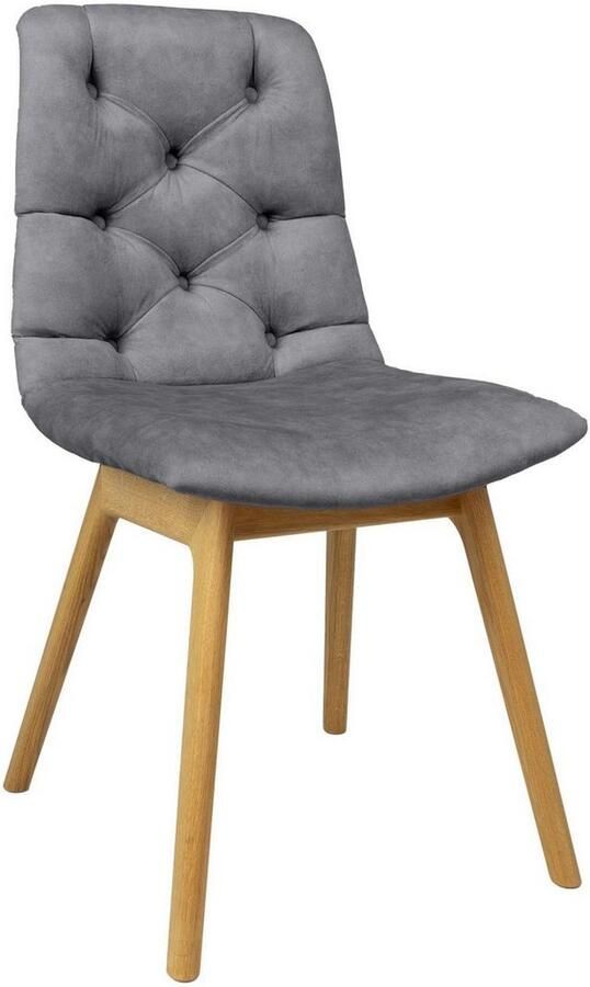 Andas Stoel met 4 poten Ramon met massief houten poten verschillende stoffen en kleuren (set 2 stuks) - Foto 2