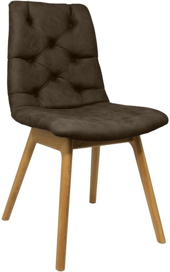 Andas Stoel met 4 poten Ramon met massief houten poten verschillende stoffen en kleuren (set 2 stuks) - Foto 2