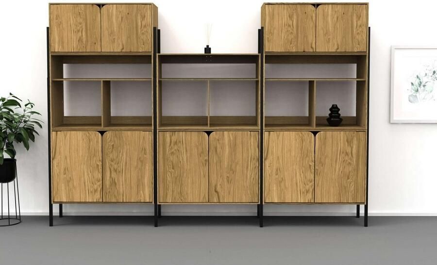 Andas Tv-meubel Finton Commode met 2 deuren kast van massief eikenhout breedte 76 cm - Foto 7