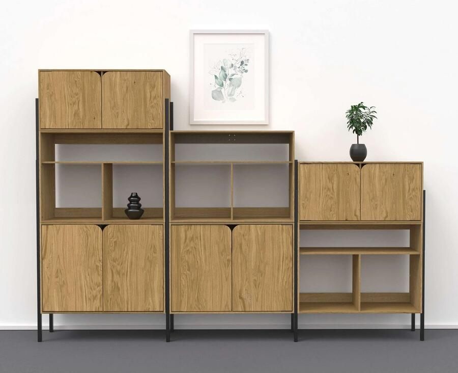 Andas Tv-meubel Finton Commode met 2 deuren kast van massief eikenhout breedte 76 cm - Foto 2