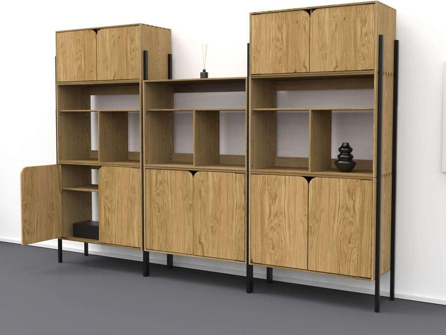 Andas Tv-meubel Finton Commode met 2 deuren kast van massief eikenhout breedte 76 cm - Foto 5