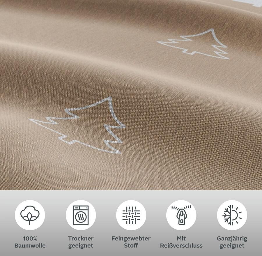 Andas Tweezijdig te gebruiken overtrekset Julie Dekbedovertrek met dennenbomen katoen winter vanaf 135x200 (2-delig) - Foto 2