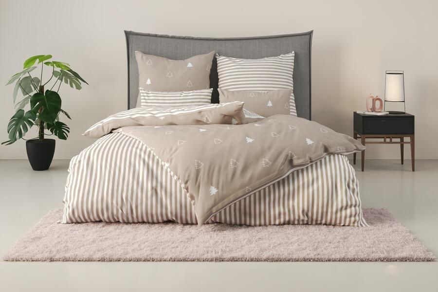 Andas Tweezijdig te gebruiken overtrekset Julie Dekbedovertrek met dennenbomen katoen winter vanaf 135x200 (2-delig) - Foto 14