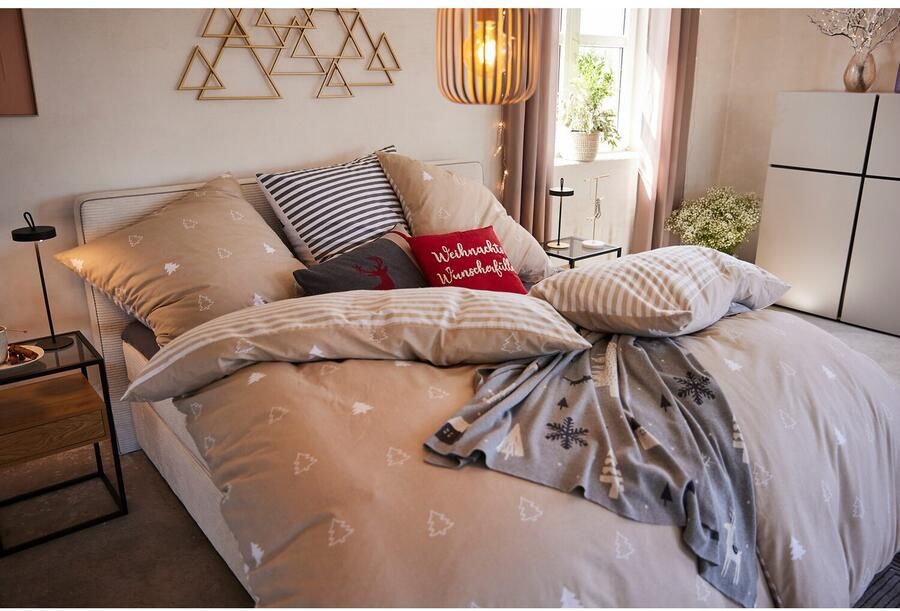 Andas Tweezijdig te gebruiken overtrekset Julie Dekbedovertrek met dennenbomen katoen winter vanaf 135x200 (2-delig) - Foto 6