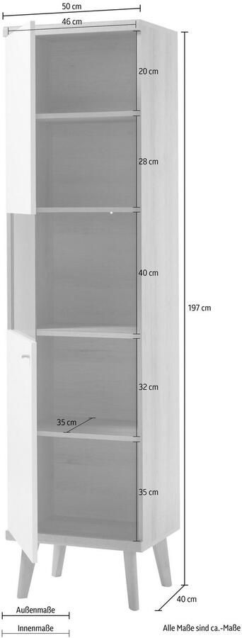 Andas Vitrinekast MERLE Scandi Design hoogte 197 cm - Foto 6