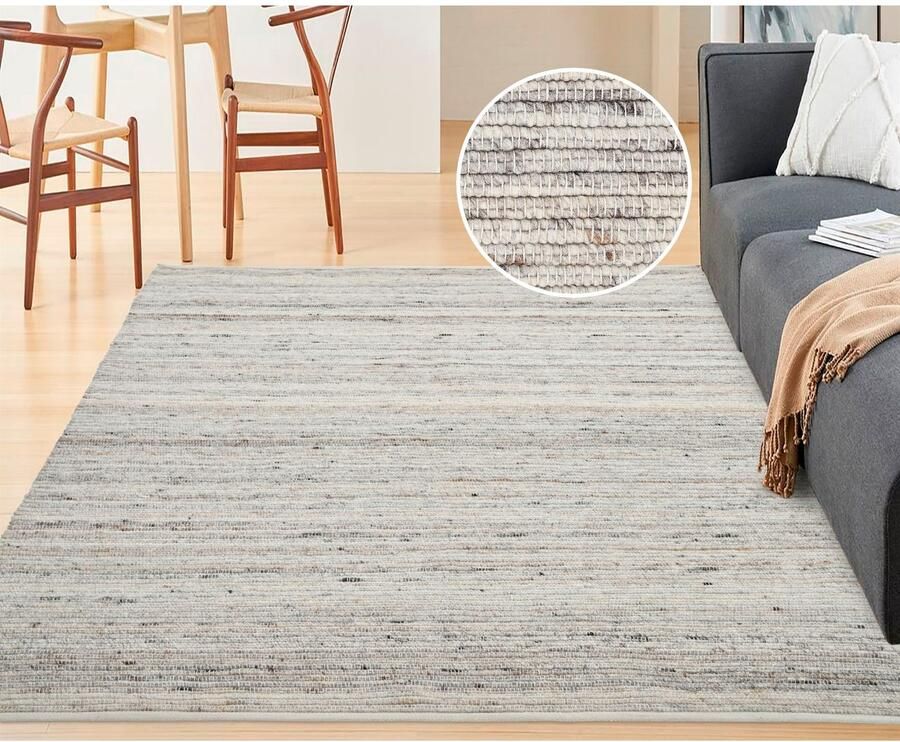 Andas Vloerkleed Kreta met wol met de hand geweven met natuurmateriaal Handgeweven tapijten tapijt voor slaapkamer woonkamer eetkamer - Foto 3