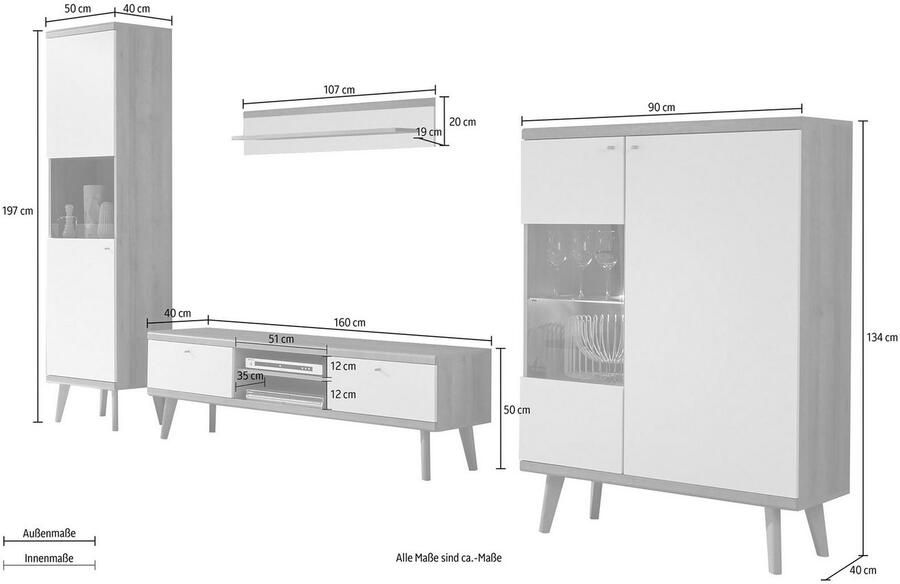 Andas Wandmeubel MERLE uit de freundin home collection (set 4-delig) - Foto 3