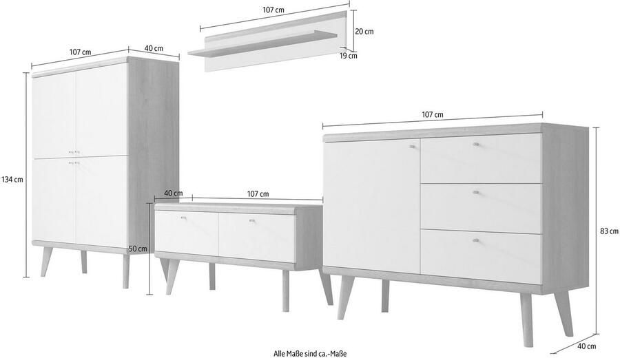 Andas Wandmeubel MERLE uit de freundin home collection (set 4-delig) - Foto 5
