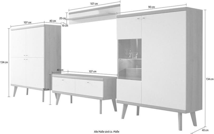 Andas Wandmeubel MERLE uit de freundin home collection (set 4-delig) - Foto 3