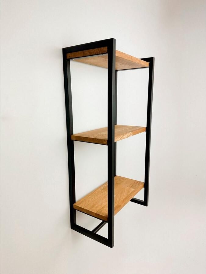 Andas Wandplank Genoa Frame van metaal planken van massief eiken - Foto 2