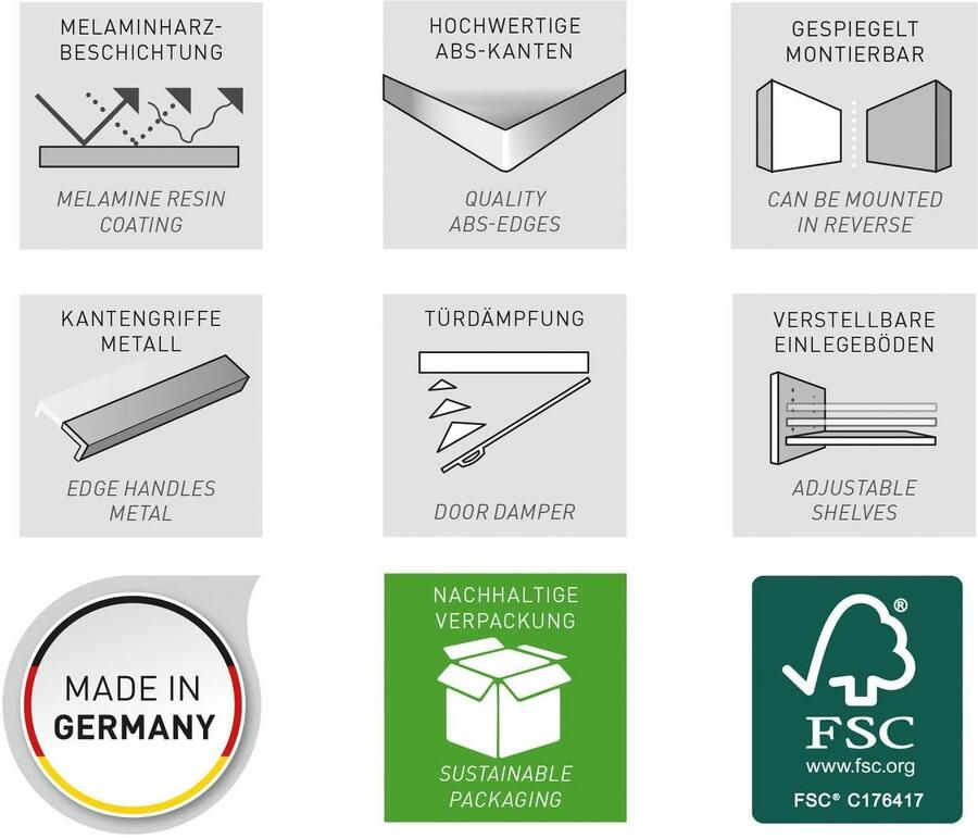 Andas Wastafelonderkast Majtum mit Siphonausschnitt Türen mit Soft-Close-Funktion