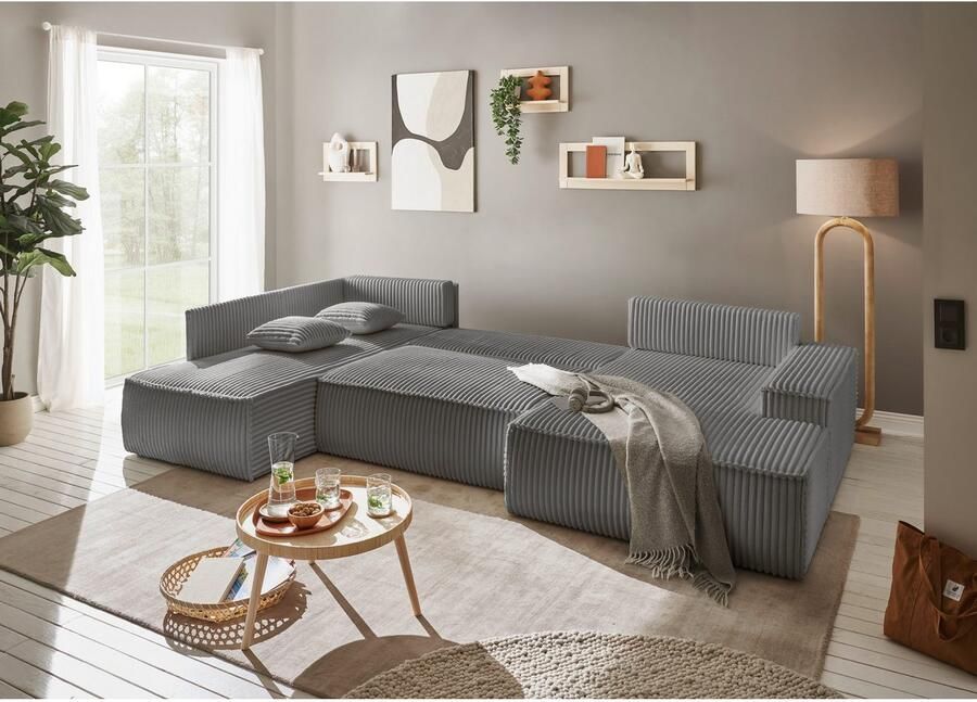 Andas Zithoek FINNLEY U-model XXL 329 cm bedbank slaapfunctie m. bedkist - Foto 3