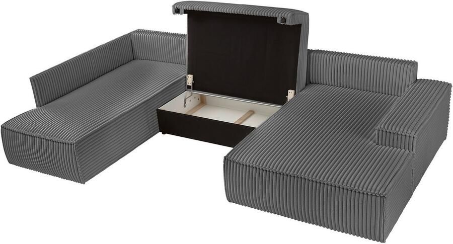 Andas Zithoek FINNLEY U-model XXL 329 cm bedbank slaapfunctie m. bedkist - Foto 8