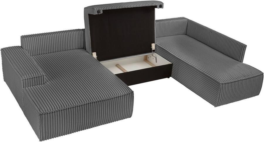 Andas Zithoek FINNLEY U-model XXL 329 cm bedbank slaapfunctie m. bedkist - Foto 9