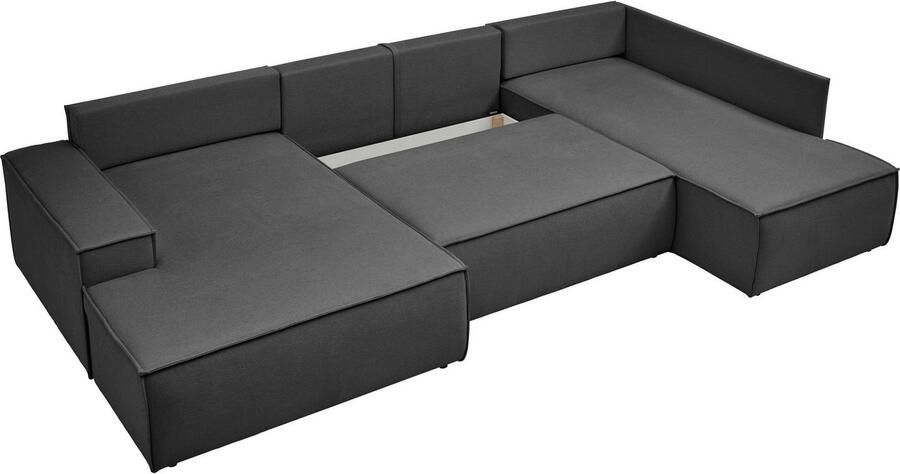OTTO Zithoek FINNLEY U-Vorm XXL 329 cm Slaapbank Slaapfunctie m. Bedlade beschikbaar in de stofkwaliteiten bouclé structuur fijn en mega cord - Foto 9