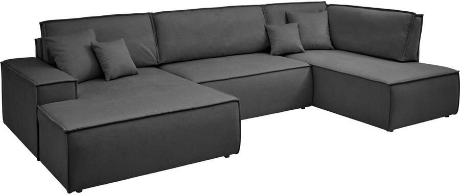 OTTO Zithoek FINNLEY U-Vorm XXL 329 cm Slaapbank Slaapfunctie m. Bedlade beschikbaar in de stofkwaliteiten bouclé structuur fijn en mega cord - Foto 11