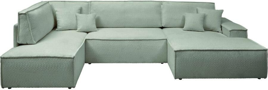 OTTO Zithoek FINNLEY U-Vorm XXL 329 cm Slaapbank Slaapfunctie m. Bedlade beschikbaar in de stofkwaliteiten bouclé structuur fijn en mega cord - Foto 12