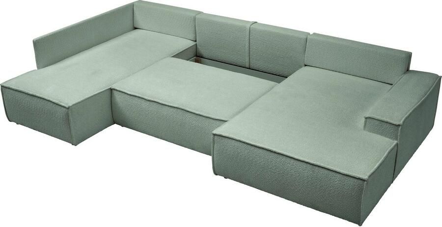 OTTO Zithoek FINNLEY U-Vorm XXL 329 cm Slaapbank Slaapfunctie m. Bedlade beschikbaar in de stofkwaliteiten bouclé structuur fijn en mega cord - Foto 9
