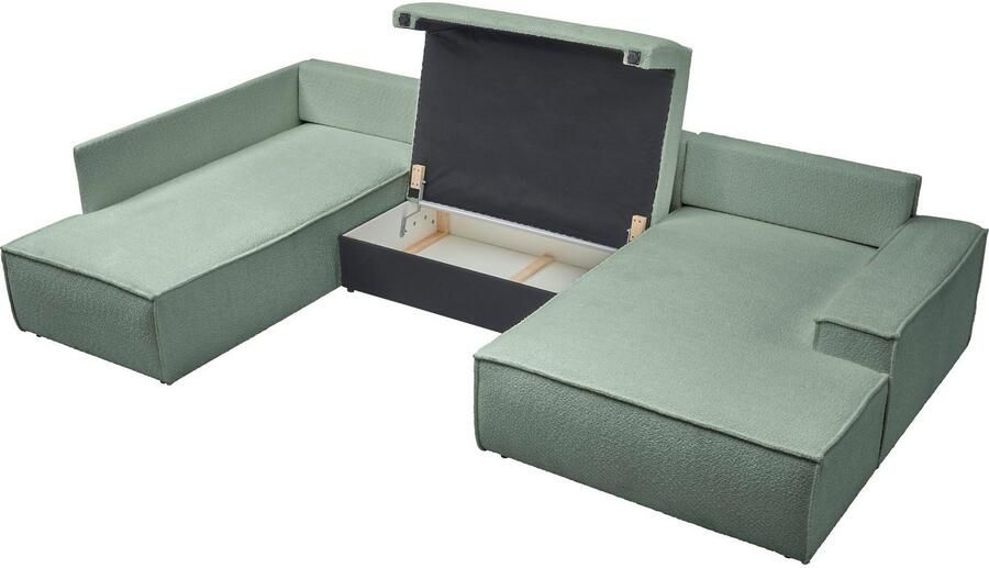 OTTO Zithoek FINNLEY U-Vorm XXL 329 cm Slaapbank Slaapfunctie m. Bedlade beschikbaar in de stofkwaliteiten bouclé structuur fijn en mega cord - Foto 6