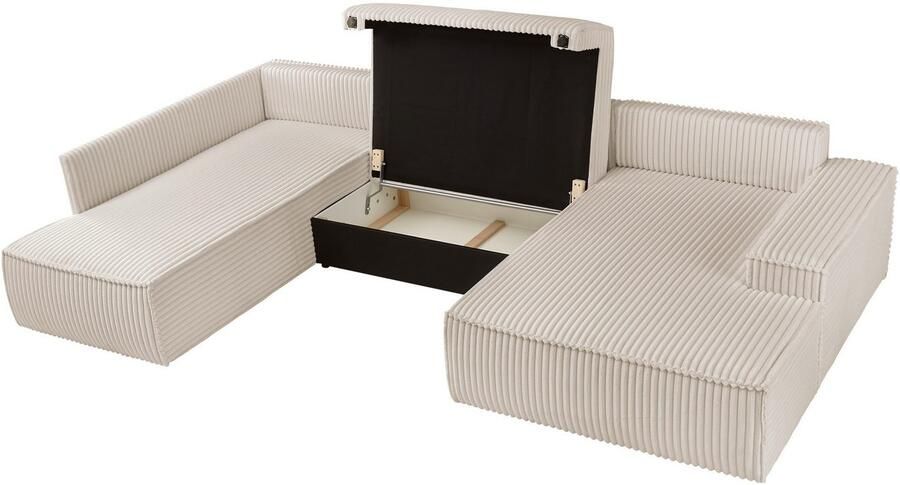 Andas Zithoek FINNLEY U-model XXL 329 cm bedbank slaapfunctie m. bedkist - Foto 7