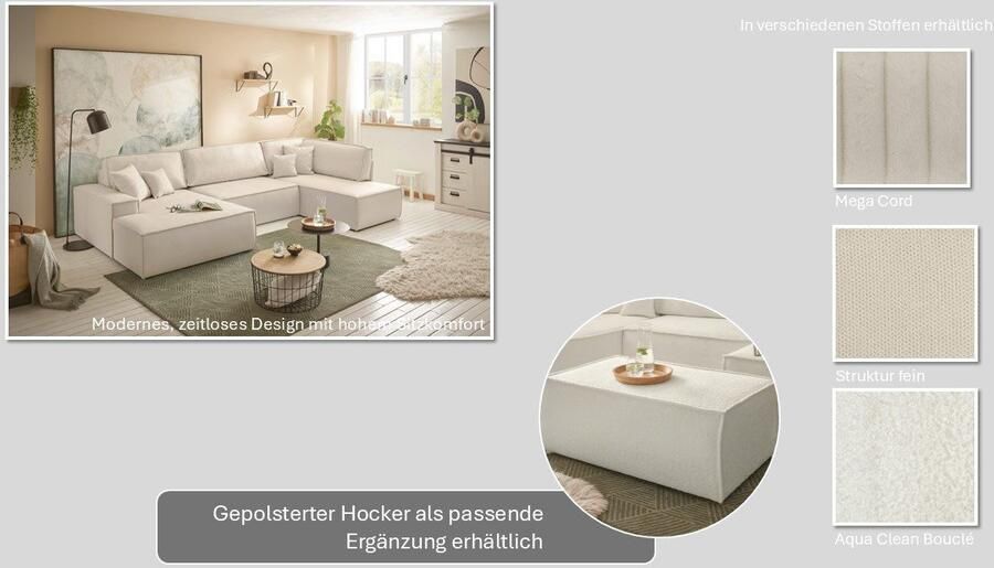 Andas Zithoek FINNLEY U-model XXL 329 cm bedbank slaapfunctie m. bedkist - Foto 8