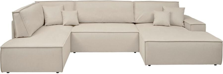 OTTO Zithoek FINNLEY U-Vorm XXL 329 cm Slaapbank Slaapfunctie m. Bedlade beschikbaar in de stofkwaliteiten bouclé structuur fijn en mega cord - Foto 12