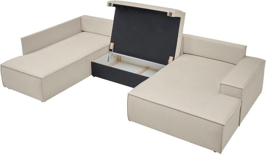 OTTO Zithoek FINNLEY U-Vorm XXL 329 cm Slaapbank Slaapfunctie m. Bedlade beschikbaar in de stofkwaliteiten bouclé structuur fijn en mega cord - Foto 6