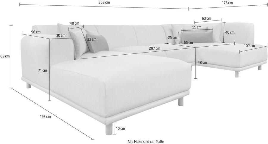Andas Zithoek Maroon U-vorm in een scandinavisch design met losse kussens - Foto 2