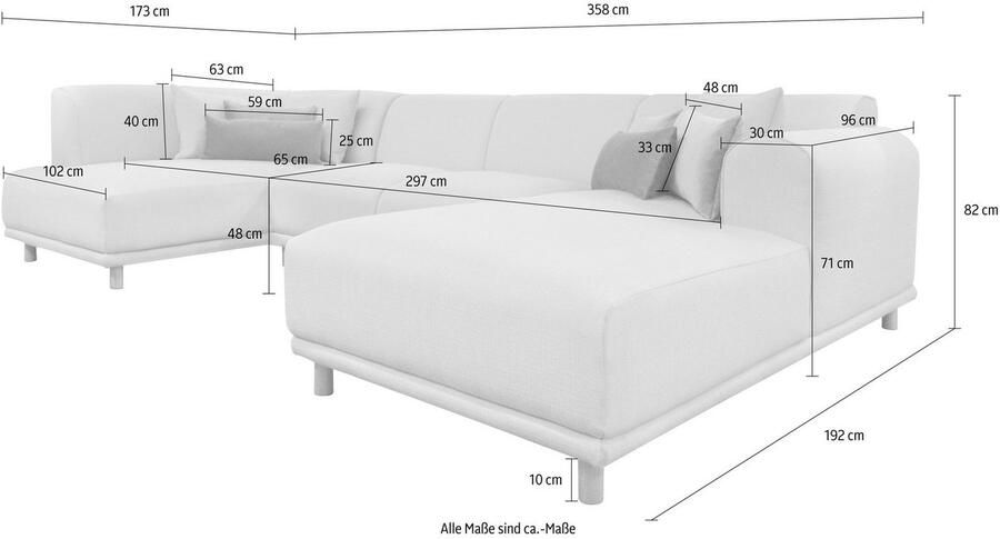 Andas Zithoek Maroon U-vorm in een scandinavisch design met losse kussens - Foto 2