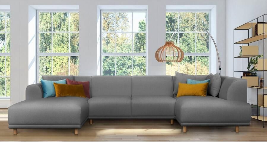 OTTO Zithoek Maroon U-vorm in een scandinavisch design met losse kussens - Foto 3