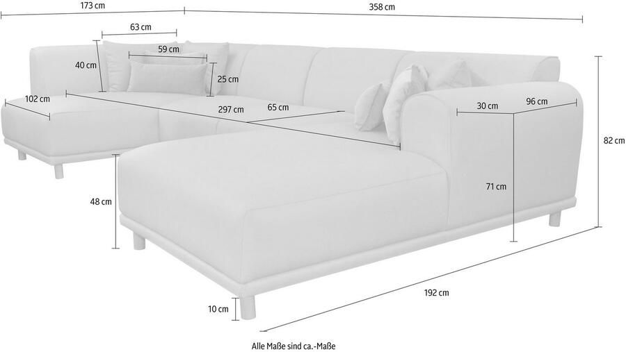Andas Zithoek Maroon U-vorm in een scandinavisch design met losse kussens - Foto 2