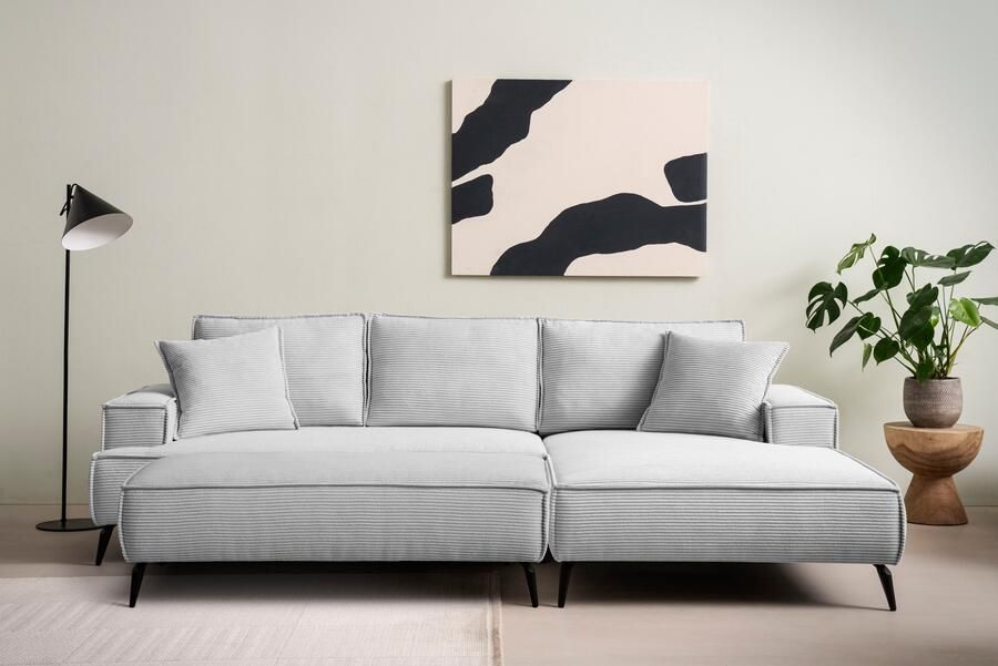 Andas Zithoek TVINNU Polsterecke L-Form Schlaffunktion met Hocker (set 2-delig) - Foto 13