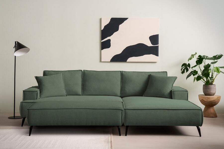 Andas Zithoek TVINNU Polsterecke L-Form Schlaffunktion met Hocker (set 2-delig) - Foto 13