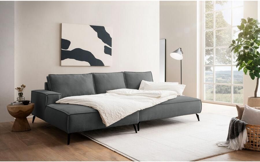 Andas Hoekbank TVINNU L-vorm in cord bank keuze met recamiere rechts links zwarte voeten comfortabele zitcomfort - Foto 5