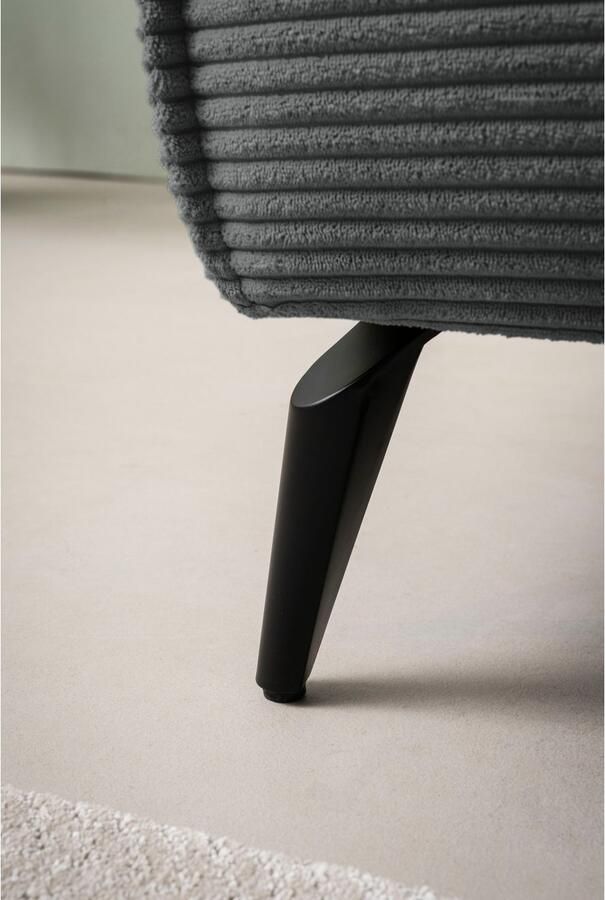 Andas Hocker TVINNU met biesnaad in cord voor de serie tvinnu comfortabele zitervaring rechthoekig zwarte voeten - Foto 3