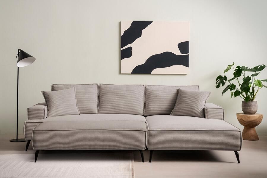 Andas Zithoek TVINNU Polsterecke L-Form Schlaffunktion met Hocker (set 2-delig) - Foto 13