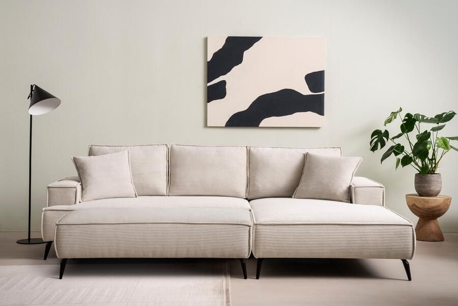 Andas Zithoek TVINNU Polsterecke L-Form Schlaffunktion met Hocker (set 2-delig) - Foto 13