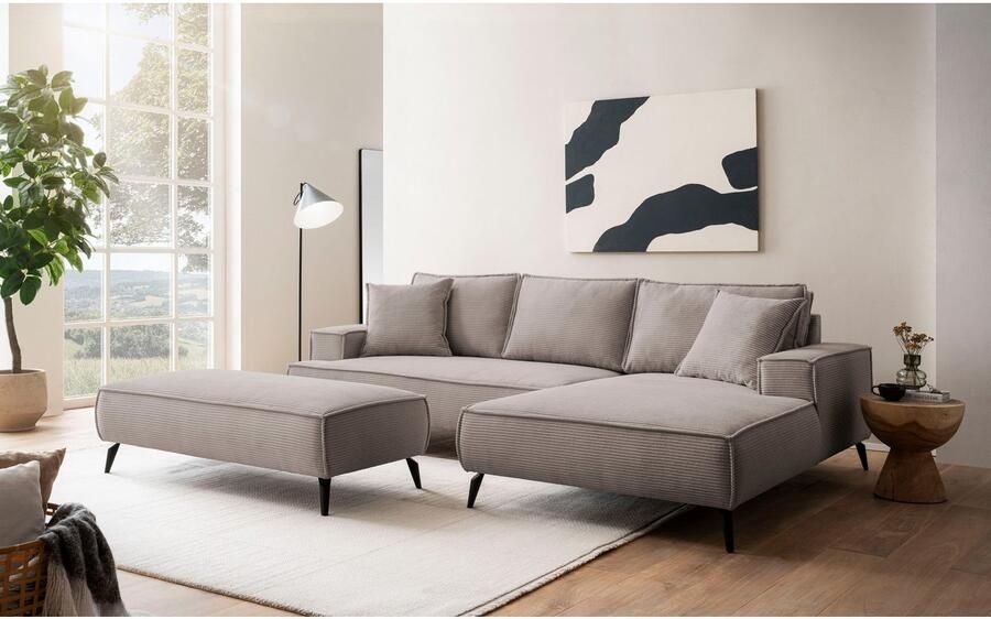 Andas Zithoek TVINNU Polsterecke L-Form Schlaffunktion met Hocker (set 2-delig) - Foto 5