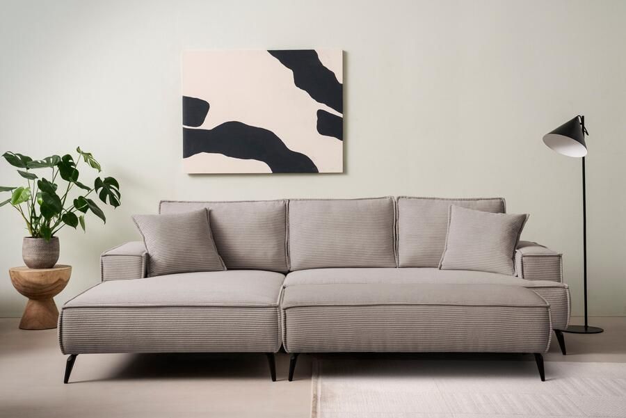 Andas Zithoek TVINNU Polsterecke L-Form Schlaffunktion met Hocker (set 2-delig) - Foto 14