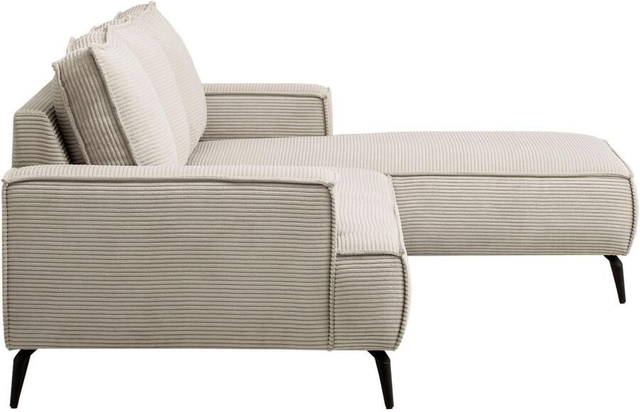 Andas Hoekbank TVINNU L-vorm in cord bank keuze met recamiere rechts links zwarte voeten comfortabele zitcomfort - Foto 4