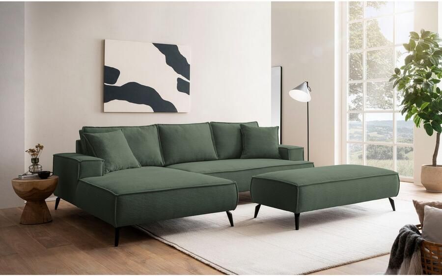 Andas Zithoek TVINNU Polsterecke L-Form Schlaffunktion met Hocker (set 2-delig) - Foto 5