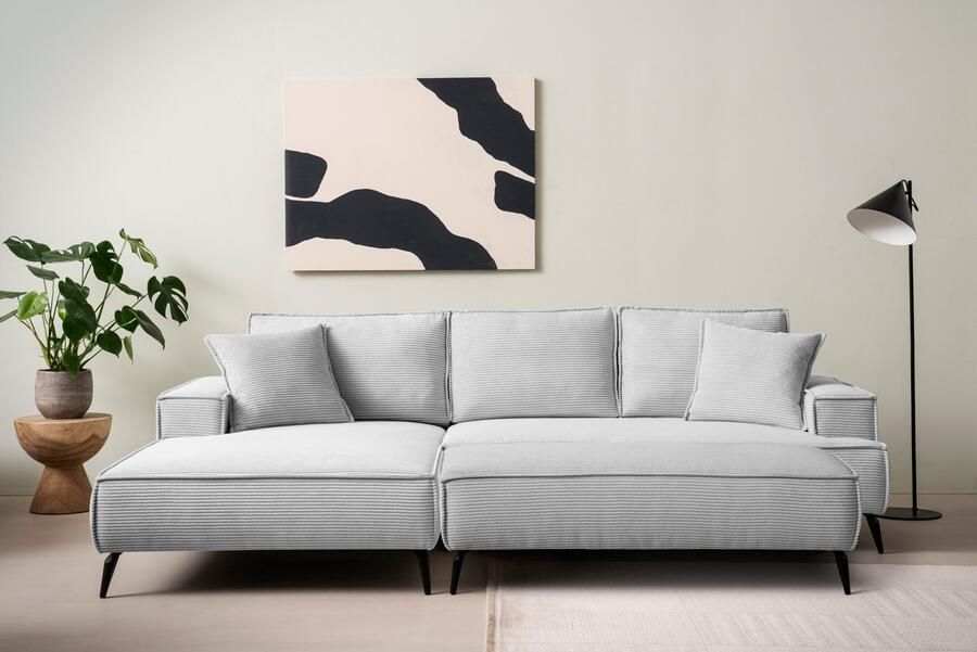 Andas Zithoek TVINNU Polsterecke L-Form Schlaffunktion met Hocker (set 2-delig) - Foto 13