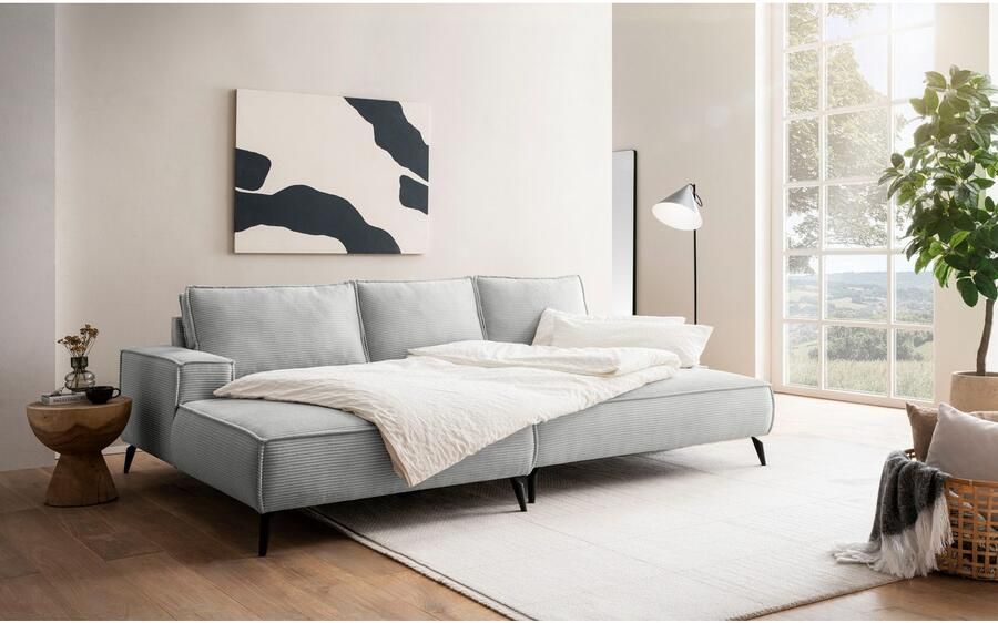 Andas Hoekbank TVINNU L-vorm in cord bank keuze met recamiere rechts links zwarte voeten comfortabele zitcomfort - Foto 5