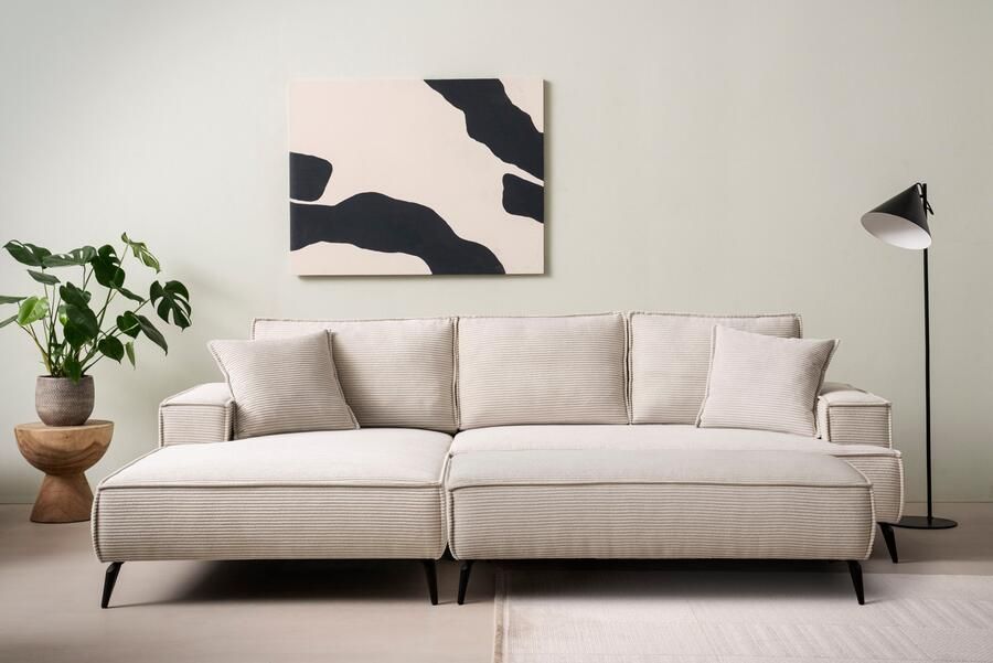 Andas Zithoek TVINNU Polsterecke L-Form Schlaffunktion met Hocker (set 2-delig) - Foto 13