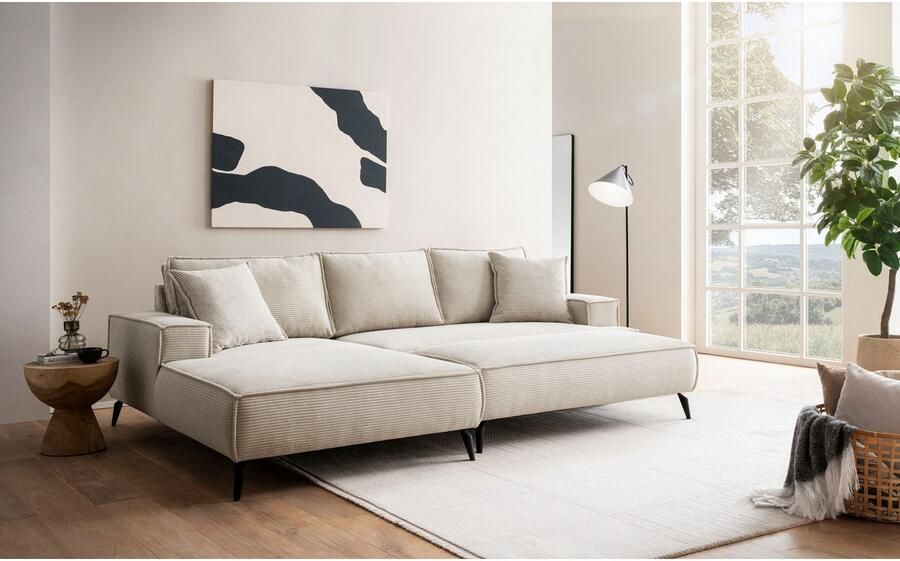 Andas Zithoek TVINNU Polsterecke L-Form Schlaffunktion met Hocker (set 2-delig) - Foto 5