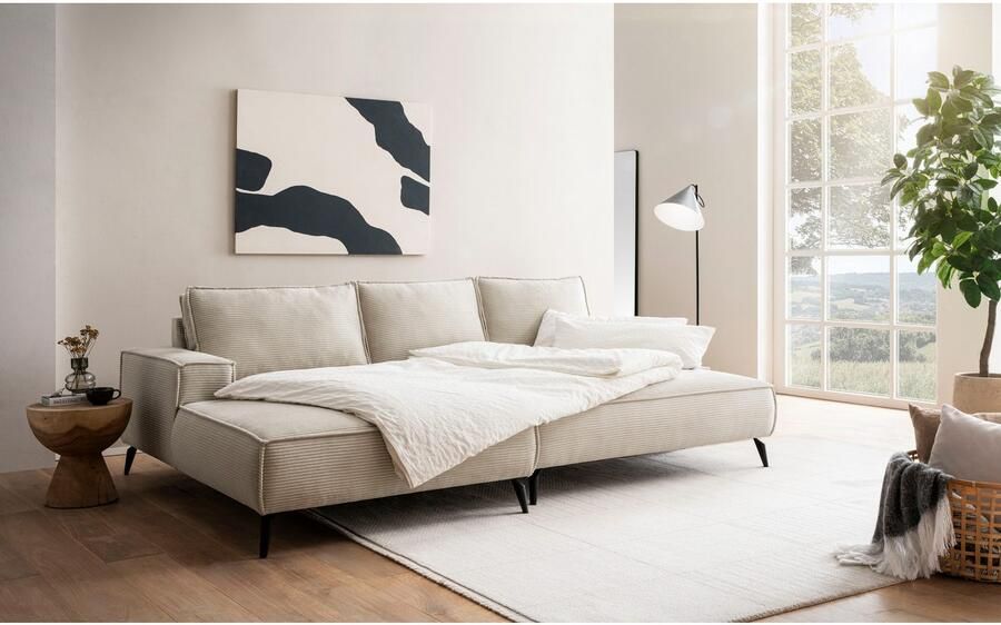 Andas Hoekbank TVINNU L-vorm in cord bank keuze met recamiere rechts links zwarte voeten comfortabele zitcomfort - Foto 5